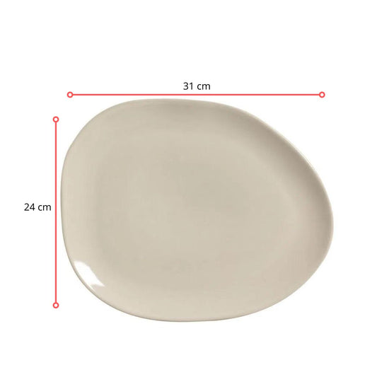 128357 - PRATO RASO OVAL ORGÂNICO CLAY 31X24 - CX 6 PCS