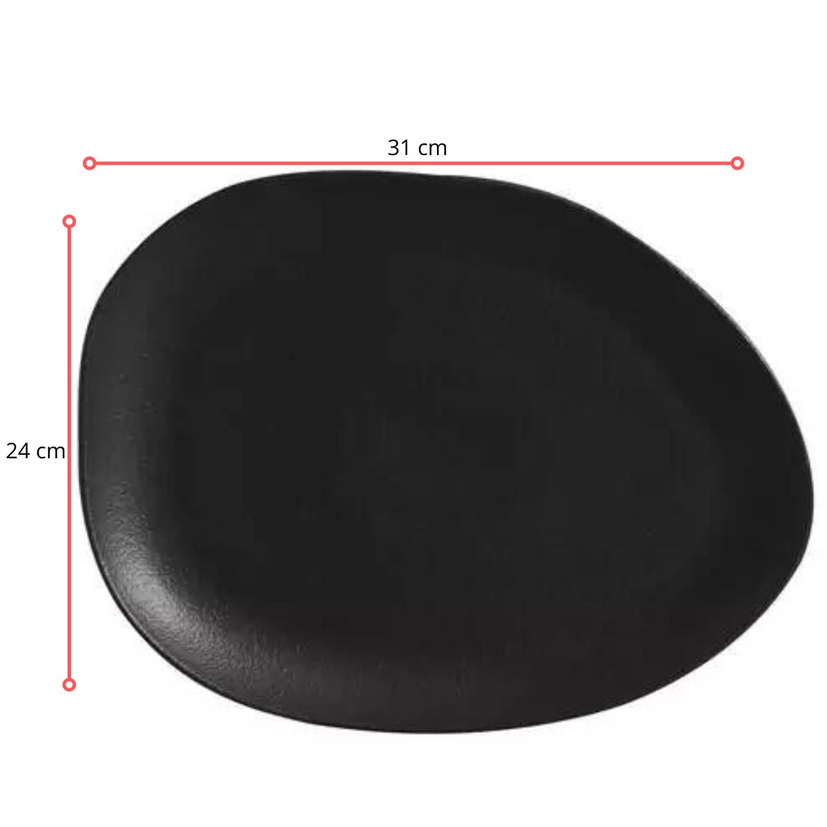 128358 - PRATO RASO OVAL ORGÂNICO PRETO MATTE 31x24 - CX 6 PCS