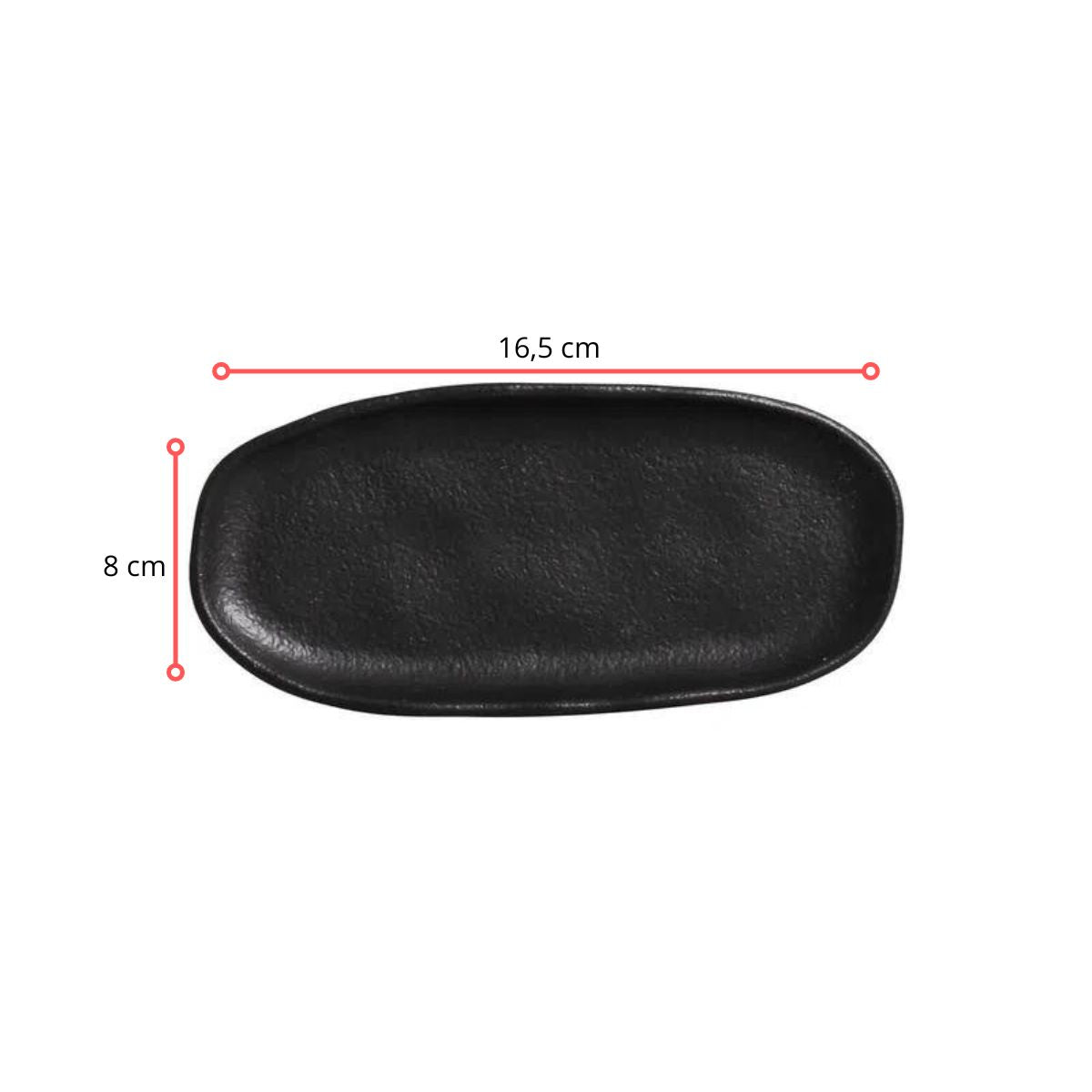 128372 - TRAVESSA OVAL MINI ORGÂNICO PRETO MATTE 16,5X8- CX 6 PCS