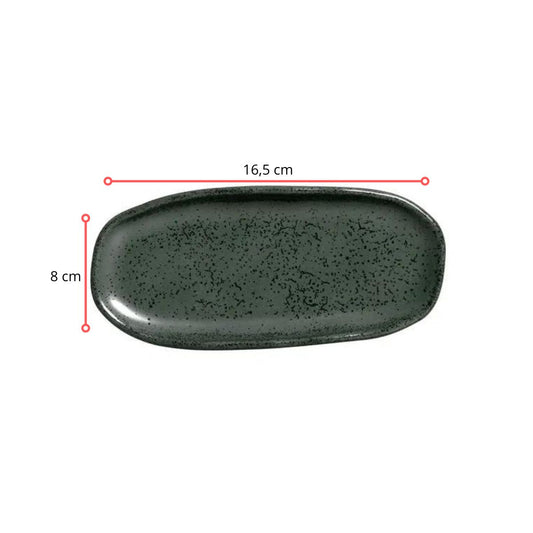 128378 - TRAVESSA OVAL RASA MINI ORGÂNICO GREENERY  16,5 X 8 - CX 6 PCS