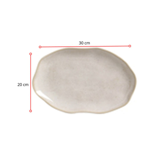 128433 - TRAVESSA OVAL RASA MÉDIA BIO LATTE 30 X 2 CM - CX 4