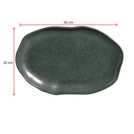 128434 - TRAVESSA OVAL RASA MÉDIA BIO GREENERY 30 X 20 - CX 4 PCS