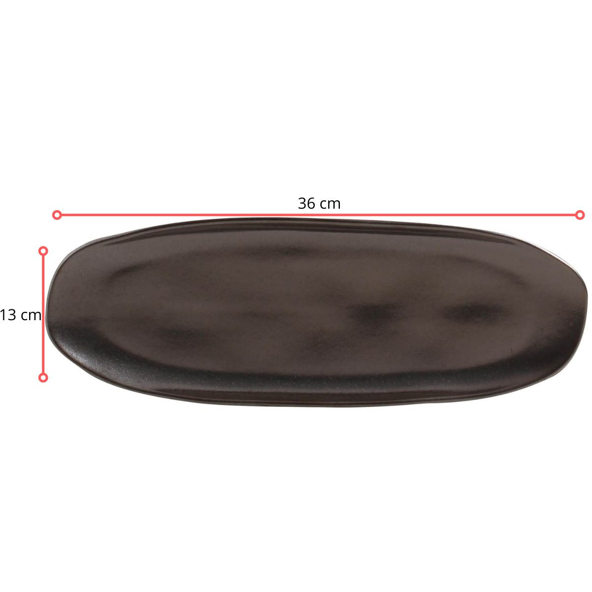 128501 - TRAVESSA OVAL RASA GRANDE ORGÂNICO METAL 36 X 13 CM - CX 6 PCS