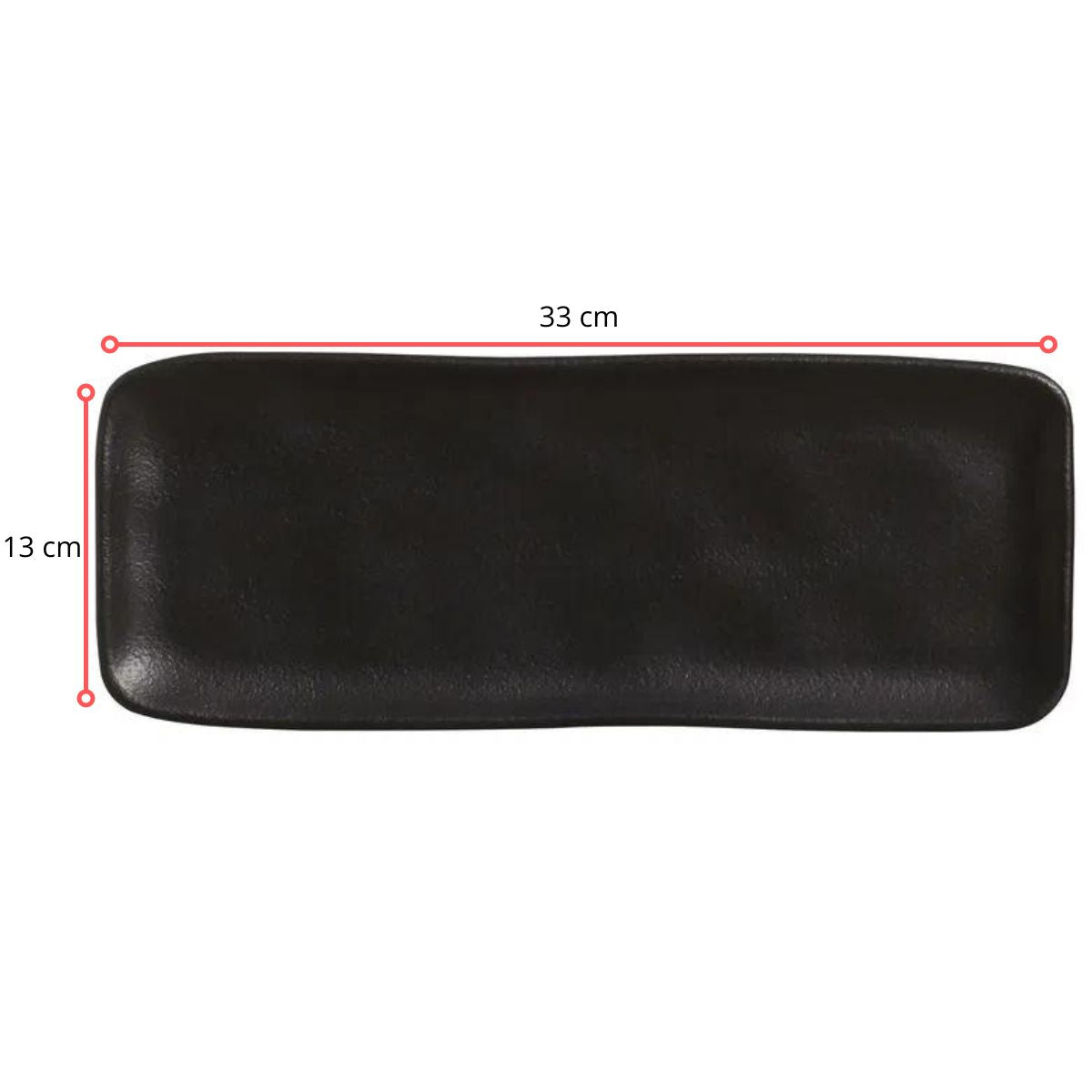 128517 - TRAVESSA RETANGULAR MÉDIA ORGÂNICO PRETO 33 X 13 CM - CX 4 PCS