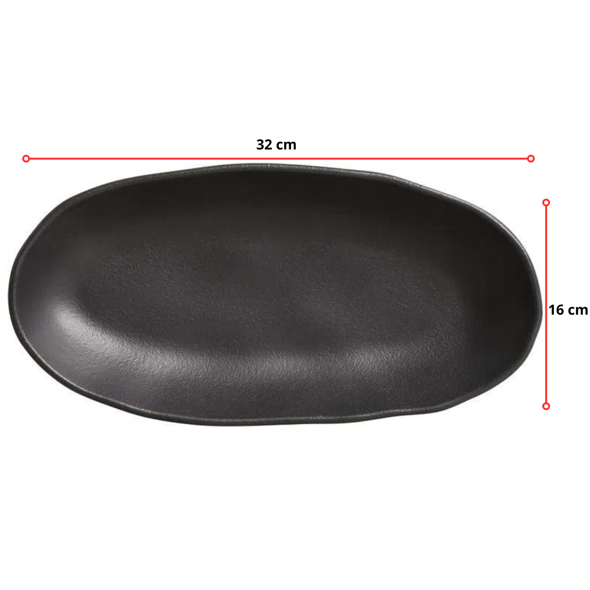 TRAVESSA OVAL FUNDA GRANDE ORGÂNICO PRETO MATTE 32 x 16 CM