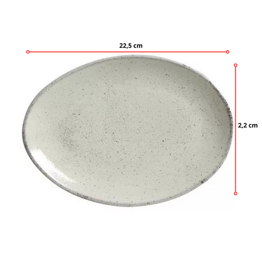 PRATO DE SOBREMESA OVAL ORGÂNICO PISTACHE - 22,5 x 2,5 CM