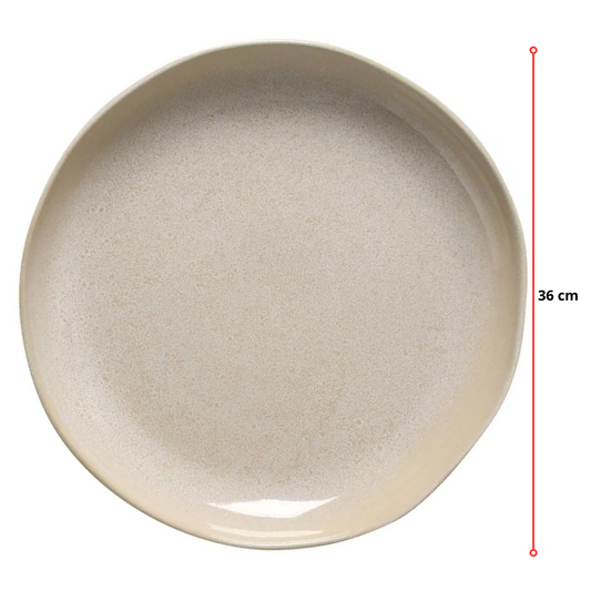 TRAVESSA REDONDA GRANDE ORGÂNICO STONEWARE LATTE - 36 CM