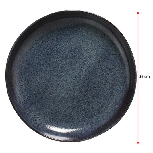 TRAVESSA REDONDA GRANDE ORGÂNICO STONEWARE TITANIUM - 36 CM