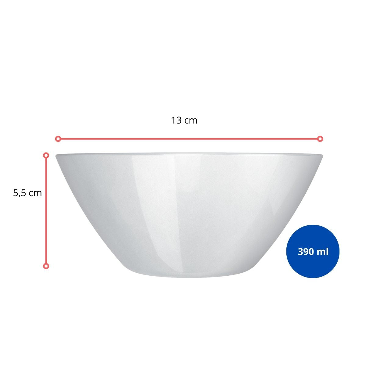 929 - SALADEIRA OPALINE PEQUENA 13X5,5 CM 390 ML - CX 24 PCS